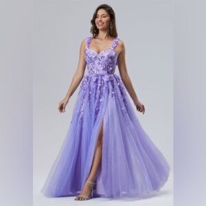 NEW Lilac Floral Maxi Prom Dress